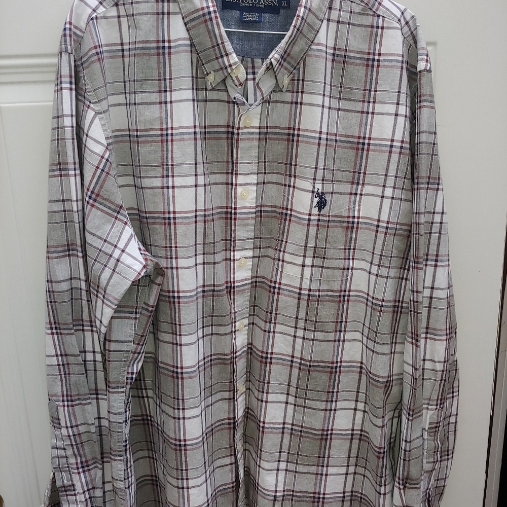 US Polo Assn size XL grey white and red long slee